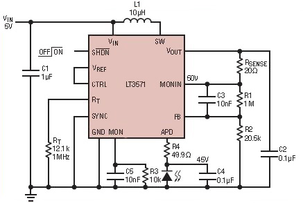 Linear Technology LT3571 기반 5V ~ 45V 부스트 전원 공급 장치